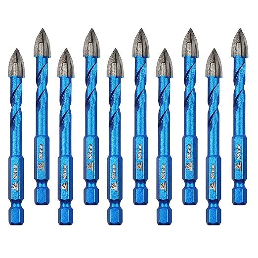 Masonry Drill Bit BRSCHNITT 10pcs Carbide Tips Concrete Drill Bit Set for Pots Bottles Ceramic Tile Glass Brick Ceramic Hex Shank