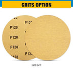 S SATC 100 PCS PSA Sanding Discs 6 Inch Adhesive Backed Sandpaper 120 Grit Sander Attachment for Drill Self Stick Aluminum Oxide Round Automotive Sandpaper with Sticky Back