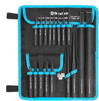 DURATECH 18 Piece Punch/Chisel/Alignment Tool Set, Including Pin Punch, Center Punch, Nail punch, Alignment Tool, Cold Chisel, Chisel Gauge, for Removing Repair Tool, with Rolling Pouch