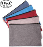 5 Pack Canvas Zipper Tool Bag Set, 13.3" x 9.4" 14oz Heavy Duty Waterproof Multipurpose Utility Multi Tool Storage Pouch Case for Organizing and Sorting Household Tools, Spare Parts (5 Colors)