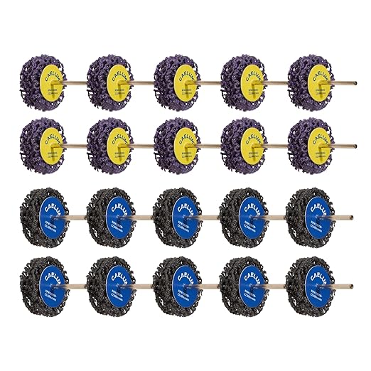 CAELUM 20 Pack Strip Discs Set, 1.5 Inch Rust Removal Wheels for 1/8" Shank Rotary Tools, Quick-Change Grinding Discs for Paint, Rust, Oxide, Weld Cleanup, and Scale Removal