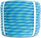 Double Braid Polyester Rope 1/2inch 100ft, 5290lbs Breaking Strength, Blue Arborist Rigging Rope for Various Indoor Outdoor Applications Hiking Camping Swing Sailing
