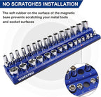 WORKPRO Magnetic Socket Organizer Set, 4-Piece Socket Holder Set Includes 1/4", 3/8" Drive Metric & SAE Socket Trays, Holds 108 Pieces Standard and Deep Size Sockets (Sockets not Included)