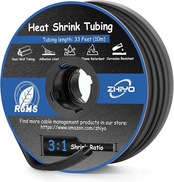 1/2" Heat Shrink Tubing, 33 Ft 3:1 Dual Wall Adhesive Lined Heat Shrink Tube, Marine Grade Waterproof Shrink Wrap Tubing, Electrical Industrial Automotive Sealing Shrink Tube for Wire Insulation