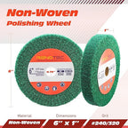 6 Inch Flap Wheel, Non-Woven Abrasive Polishing Wheel, 1 Inch Thickness, 3/4 Inch Arbor, for Bench Grinder (Assorted Grit240 Grit320)