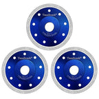 4.5 inch Diamond Saw Blade 4.5" Cutting Disc Wheel for Cutting Porcelain Tiles Granite Marble Ceramics Works with Tile Saw and Angle Grinder (3 Pack, Blue)