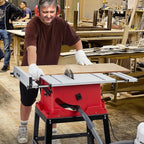Table Saw, PioneerWorks 10inch 15A 5000RPM Portable Table Saw with Stand & Safety Switch, Push Stick, 90°Cross Cut & 0-45°Cutting, PIONEERWORKS Multifunctional Table Saw for Woodworking, DIY Working