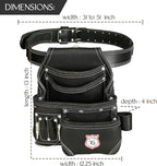 Leather Tool Belt 8 Pockets Leather Tool Pouch | Carpenters Tool Belts For Men Construction Tools Apron Tool Bag Organizer Utility Pouches (Black, Standard)