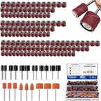 Tnisesm 159Pcs Sanding Drum Set for Dremel Rotary Tools-Includes 138 Aluminum Oxide Drum Sander Sanding Sleeves (80,120,240 Grit),12 Drum Mandrels and 9 Sanding Bits,Sanding Bits Tool Accessories