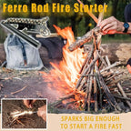 VVAAGG Flint and Steel Fire Starter Kit Survivor, 3/8" 1/2 inch Ferro Rods and Magnesium Rods with Paracord Handle