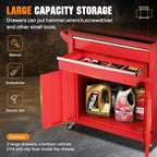 Crownland 8-Drawer Rolling Tool Chest with Wheels, Lockable 2 in 1 Detachable Tool Cabinet wit Drawers and Black Liners, Garage Top Toolbox & Bottom Storage Cart with Side Hooks(Red)