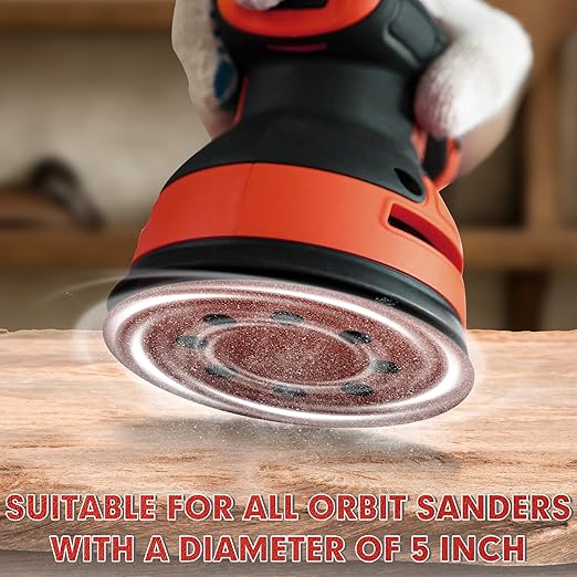JTIEO 5 Inch Sanding Discs – 100 PCS 150 Grit Sandpaper Assortment, Hook & Loop Orbital Sander Pads, Round Sanding Pads for Random Orbital Sanders