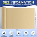 Self-Adhesive Canvas Repair Tape, 16" x 40" Waterproof Canvas Repair Patch, Fabric Patch Repairs Kit for Furniture, Tents, Sunbrellas, Boat Covers Awnings, Couches, Clothes, Bags Beige