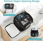 Mesh Shower Caddy Portable for College Dorm Room Essentials, Shower Tote Bag with Hanging Hook and Drawstring, Quick Dry Toiletry Bag with 6 Pockets for Bathroom, Swimming, Gym, Camping, Beach, Travel