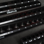 Olsa Tools Magnetic Socket Organizer | 6 Piece Socket Holder Set | 1/2-inch, 3/8-inch, & 1/4-inch Drive | Metric Black, SAE Green | Holds 143 Sockets | Professional Quality Tool Organizers
