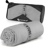 VENTURE 4TH Quick Dry Towel. Microfiber Travel Towel Ideal for Camping, Hiking, Backpacking, Gym. Lightweight & Fast Drying Travel Towels for Body. Compact & Easy to Pack - Light Gray Extra Large
