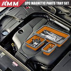 AMM Foldable Magnetic Parts Tray Set, 3 Different Size Magnetic Tool Trays for Bolts Screws Nuts & Small Metal Parts, Mechanic Tool Present for Men，Orange