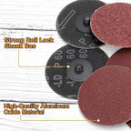 SUNJOYCO 50PCS Quick Change Grinding Discs, 3 Inch Die Grinder Sanding Discs, Roll Lock Abrasive Disc 1/4 Inch Shank, Aluminum Oxide Surface Conditioning Disc, 30 60 80 120 240 Grit