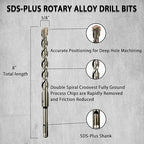 Direko 5-Piece 5/8 inch x 8 Inch SDS Plus Rotary Hammer Drill Bits Carbide Tipped Concert Drill Bits for Concrete, Brick, Cement Walls, Stone, Hammer Drill Bits for Concrete