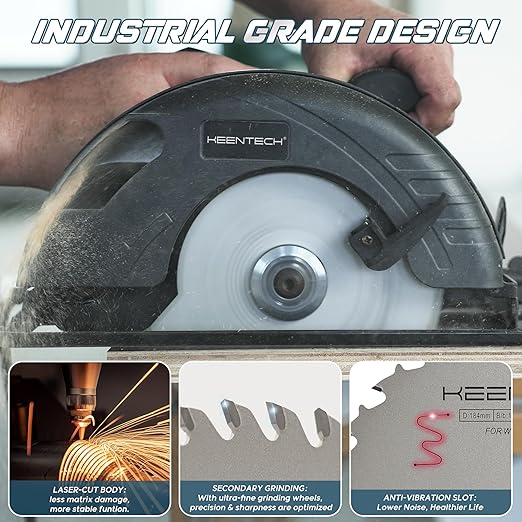 KEENTECH 7-1/4 Inch Woodworking Circular Saw Blade 24T 10-Pack, Non-Stick Coating, Tungsten Carbide Tipped, ATAF Grind, 5/8 Inch Arbor Hole with Diamond Cutout