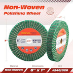 6 Inch Flap Wheel, Non-Woven Abrasive Polishing Wheel, 1 Inch Thickness, 3/4 Inch Arbor, for Bench Grinder (Assorted Grit240 Grit320 SP)