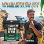 Disposable No Rinse Bathing Wipes – Rinse-Free Sponge Bath for Adults & Kids - Thick Body Wipes with Aloe for Camping, Hiking, Travel, Backpacking, Outdoor & Off-Grid Use – (25 Pack)