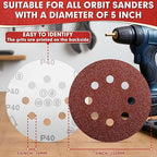 JTIEO 5 Inch Sanding Discs – 100 PCS 800 Grit Sandpaper Assortment, Hook & Loop Orbital Sander Pads, Round Sanding Pads for Random Orbital Sanders