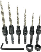 FTG USA Adjustable Wood Countersink Drill Bit Set 6 Sizes Set with Tapered Drill Bit for Woodworking