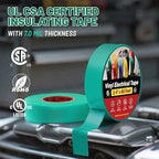 RED WOLF 10 Pack Green Electrical Tape 3/4 Inch x 66 Ft Industrial Grade UL/CSA Listed 7 Mil Thick Flame Retardant High Temp Waterproof Electrical PVC Tape Electric Super Vinyl Rated 600V