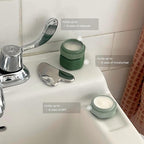 Cadence Travel Containers Basic Skincare Set - Magnetic Containers with Lids,Carry On Travel Essentials For Women/Men - 3 Small Capsules (0.56oz) - Cleanser, Moisturizer & Sun-Icon Labels - Evergreen