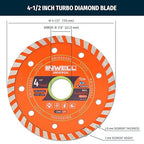 4.5 Inch Diamond Turbo Saw Blade for Stone, Marble, Granite, Concrete, Brick, High-Performance Cutting (2-Pack)