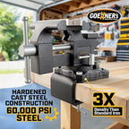Updated 2-In-1 Bench Vise or Table Vise 4.5 Inch, Clamp Vice for Workbench Constructed with Cast Steel, Heavy Duty Workbench Vise Swivel for Woodworking