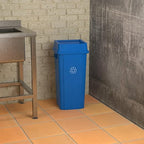 23 Gallon Blue Square Commercial Trash Can with Lid