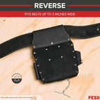 FESA Leather Electrician Tool Pouch - 13-in-1 Top Grain Leather Electrician Pouch w/Steel Hammer Loop, Tape Measure Clip, Tape T-Chain & 6 Pockets - Fits Belts up to 3" - Handcrafted