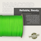 The Paracord Store | Type III 550 Paracord - 1000 FT Spool, Neon Green | Heavy Duty 7 Strand Tactical Paracord - USA Made Nylon Outdoor Parachute Cord for Camping, Fishing & More - Survival Cord