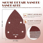 100 Grit Mouse Sander Sandpaper, Jamiikury 5 Hole Detail Sander Sandpaper Palm Sander Paper Mouse Sanding Pads Hook and Loop Sanding Sheets - Pack of 20