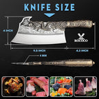 ROCOCO 2lb Dragon Butcher Knife Heavey Duty Cleaver Knife for Meat Bone Cutting 9.5" Cool Big Viking Camping Chopper Cutter with Sheath Birthday Father Mother Christmas Gift Idea Men
