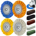 8" Airway Buffing Wheel, 9Pcs Aluminum Wheel Polishing Kit in Diameter 5/8 inch Arbor Hole, Polishing Compound and Aluminum Metal Polishing Wheel Kit for Angle Grinder Mirror Finish