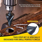 3 Sizes M2 Quick Change Step Drill Bit, 7/8", 1-1/8", 1-3/8" Black Cone Drill Bits for Steel Metal Sheet Hole Drilling Cutting, Multiple Hole Sprial Unibit, Stepped Up Bits Home Tools