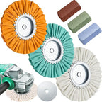 Amylove 8 Inch Airway Buffing Wheels Aluminum Wheel Polishing Kit in Diameter 5/8 Inch Arbor Hole, Polishing Compound and Metal Polish Kit for Angle Grinder (Fresh Color,6 Pcs)