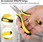 BOSI TOOLS 6-piece Mini Pliers Set, Needle Nose Pliers, Diagonal Pliers, Long Nose Pliers, Bent Nose Pliers, End Cutters and Linesman Pliers, with Storage Pouch Making Craft Electronic Repair