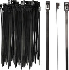 250-Count Reusable 8-inch UV Resistant Nylon Cable Zip Ties, Black
