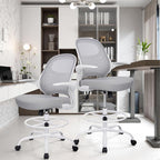 HYLONE Tall Drafting Chair Standing Desk Chair with Flip-Up Armrests, Adjustable Height Ergonomic Office Chair with Footrest Ring - High Stool Chair for Standing Desk (Light Grey)
