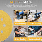 100PCS 5 Inch 8 Hole Sanding Discs 80 Grit,Gold Round Hook and Loop Sandpaper for Random Orbital Sander