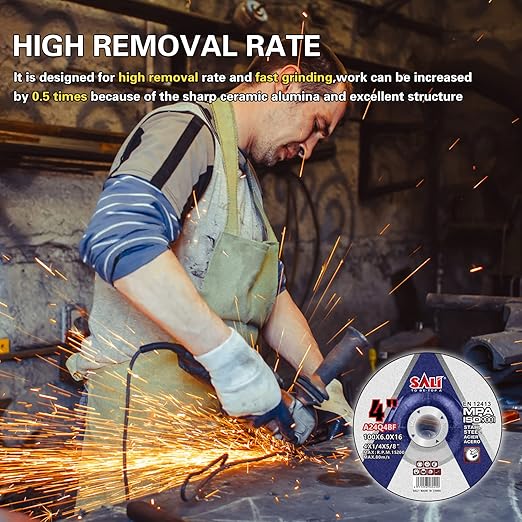 SALI 25 Pack 4 Inch Grinding Wheels for General Purpose Metal & Stainless Steel, Aluminum Oxide Grinding Disc for Angle Grinder, Depressed Center 4" * 1/4" * 5/8"(100 * 6.0 * 16 mm)