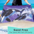 Killer Whale Beach Towel Oversized 36" x 72", Thin Lightweight Sand Free Quick Dry Microfiber Towel for Swimming Pool Cruise Camping Travel