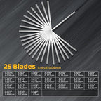 25 Blades Stainless Steel Long Feeler Gauge, Metric and Imperial Gap Measuring Tool Width and Thickness Feeler Gage Gauge for Spark Plug, Valve Adjustment Tool, 0.038-1.02mm