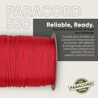 The Paracord Store | Type III 550 Paracord - 1000 FT Spool, Imperial Red | Heavy Duty 7 Strand Tactical Paracord - USA Made Nylon Outdoor Parachute Cord for Camping, Fishing & More - Survival Cord