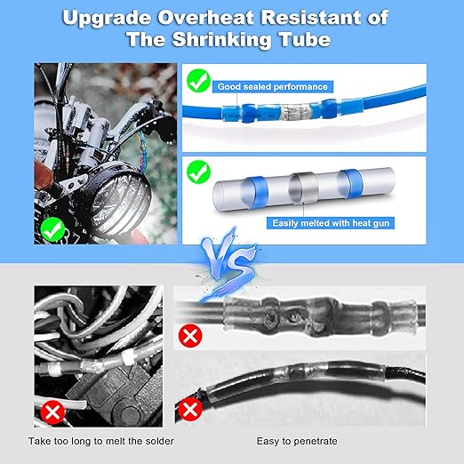 Kuject Heat Shrink Solder Seal Wire Connectors Kit 120PCS, Waterproof Butt Connector Heat Shrink Electrical Terminals, Insulated Solderless Wiring Splice Connectors for Marine Automotive Boat Truck