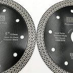 DT-DIATOOL 5 Inch Tile Cutting Blade Porcelain Ceramic Pack of 5 with Mesh Turbo Diamond Segment